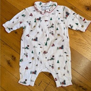 Baby’s Twill Madeline Romper in Holiday Town Print